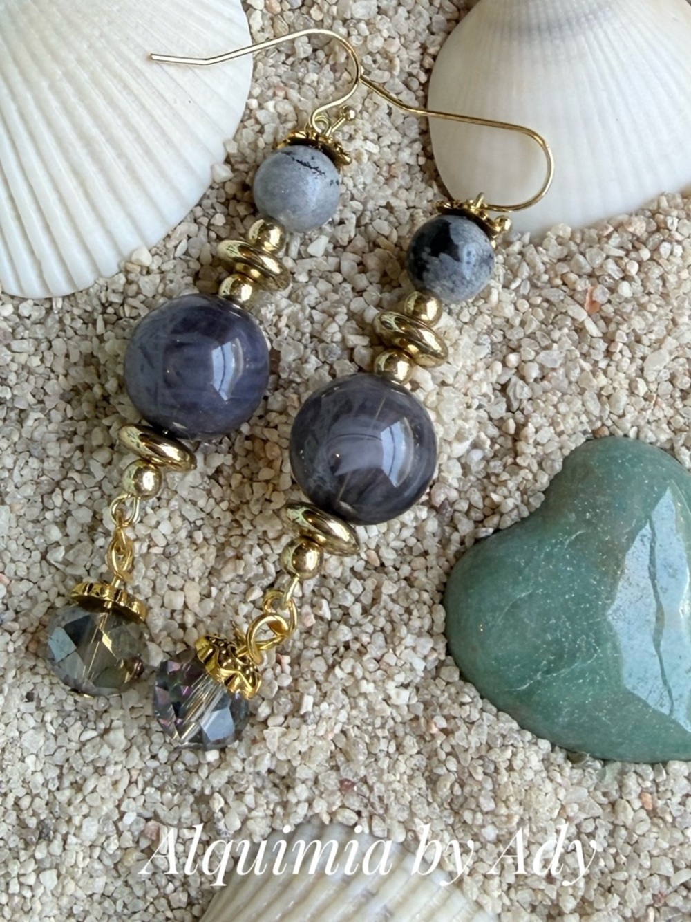 Labradorite Black and Gold Carved Teardrop Dangle Earrings